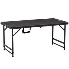 Outsunny Foldable Patio Dining Table for 4, Height Adjustable Outdoor Table for Garden, Lawn, Dark Grey