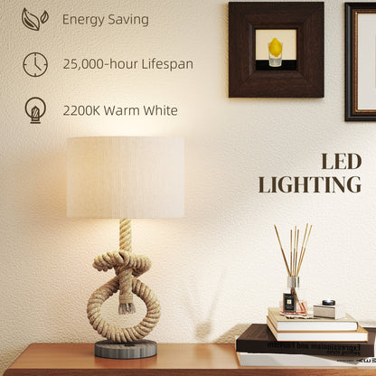 HOMCOM Nautical LED Table Lamp with USB Charging Port, Bedside Desk Lamp for Bedroom, Living Room, Home Office