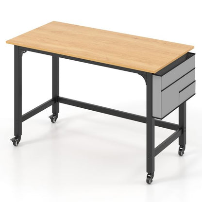 120cm Mobile Computer Desk with Storage Bag and 2 Headphone Hooks-Natural