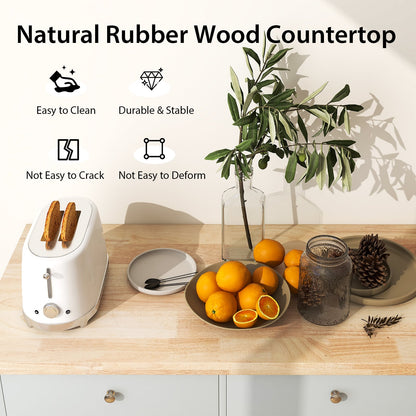 Mobile Kitchen Island Cart Rolling Kitchen Island with Rubber Wood Top-Grey