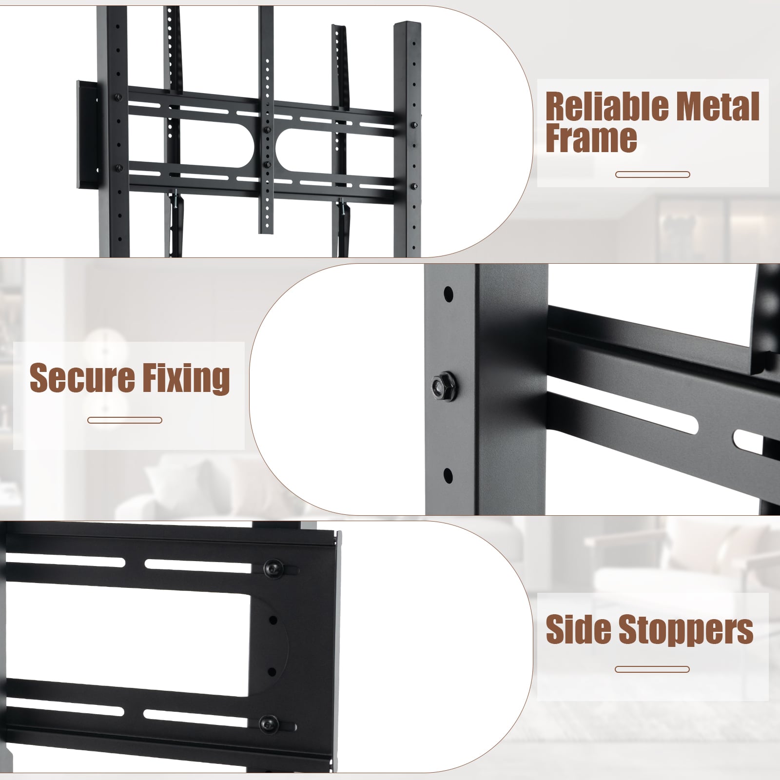 Mobile TV Stand Rolling TV Cart with Camera Shelf and AV Shelves