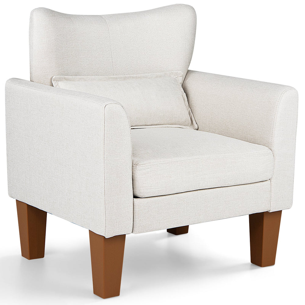 Modern Accent Chair with Removable Cushion and Pillow for Living Room-Beige