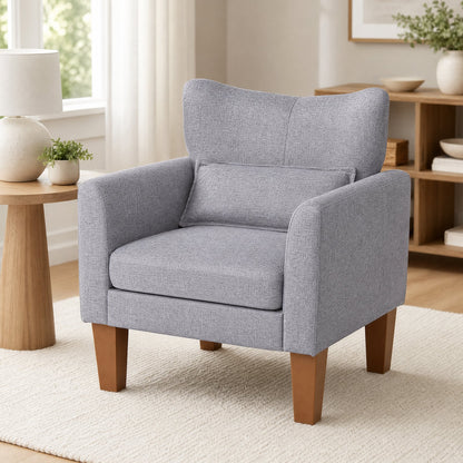 Modern Accent Chair with Removable Cushion and Pillow for Living Room-Grey
