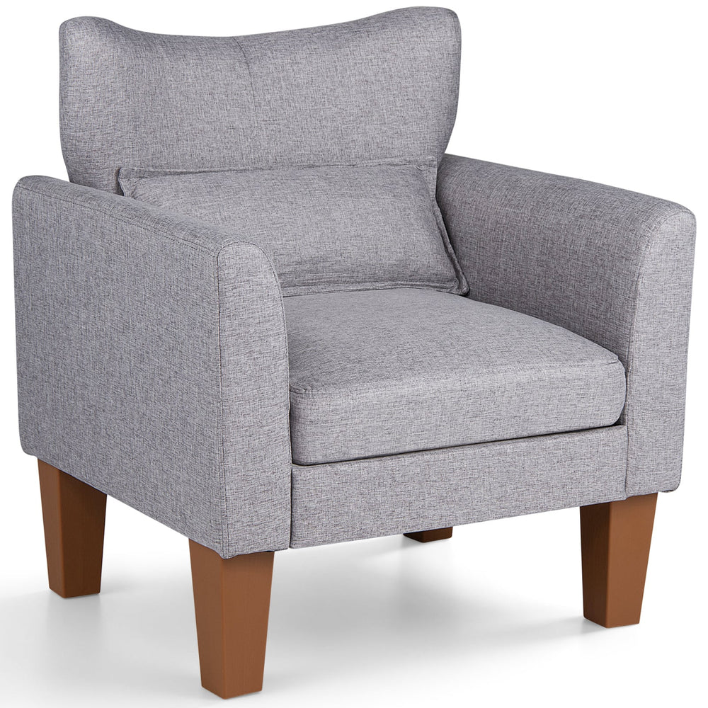 Modern Accent Chair with Removable Cushion and Pillow for Living Room-Grey