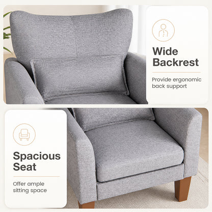 Modern Accent Chair with Removable Cushion and Pillow for Living Room-Grey