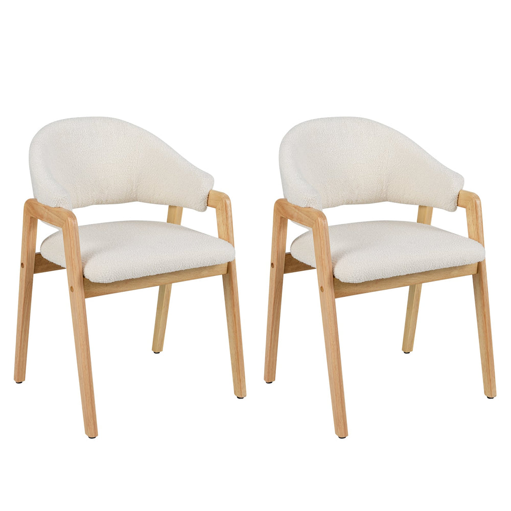 Modern Dining Chair Set of 2 with Padded Seat and Ergonomic Curved Backrest-White