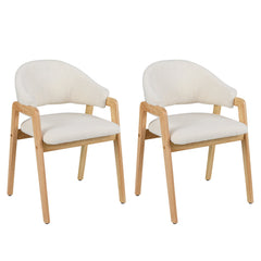 Modern Dining Chair Set of 2 with Padded Seat and Ergonomic Curved Backrest-White