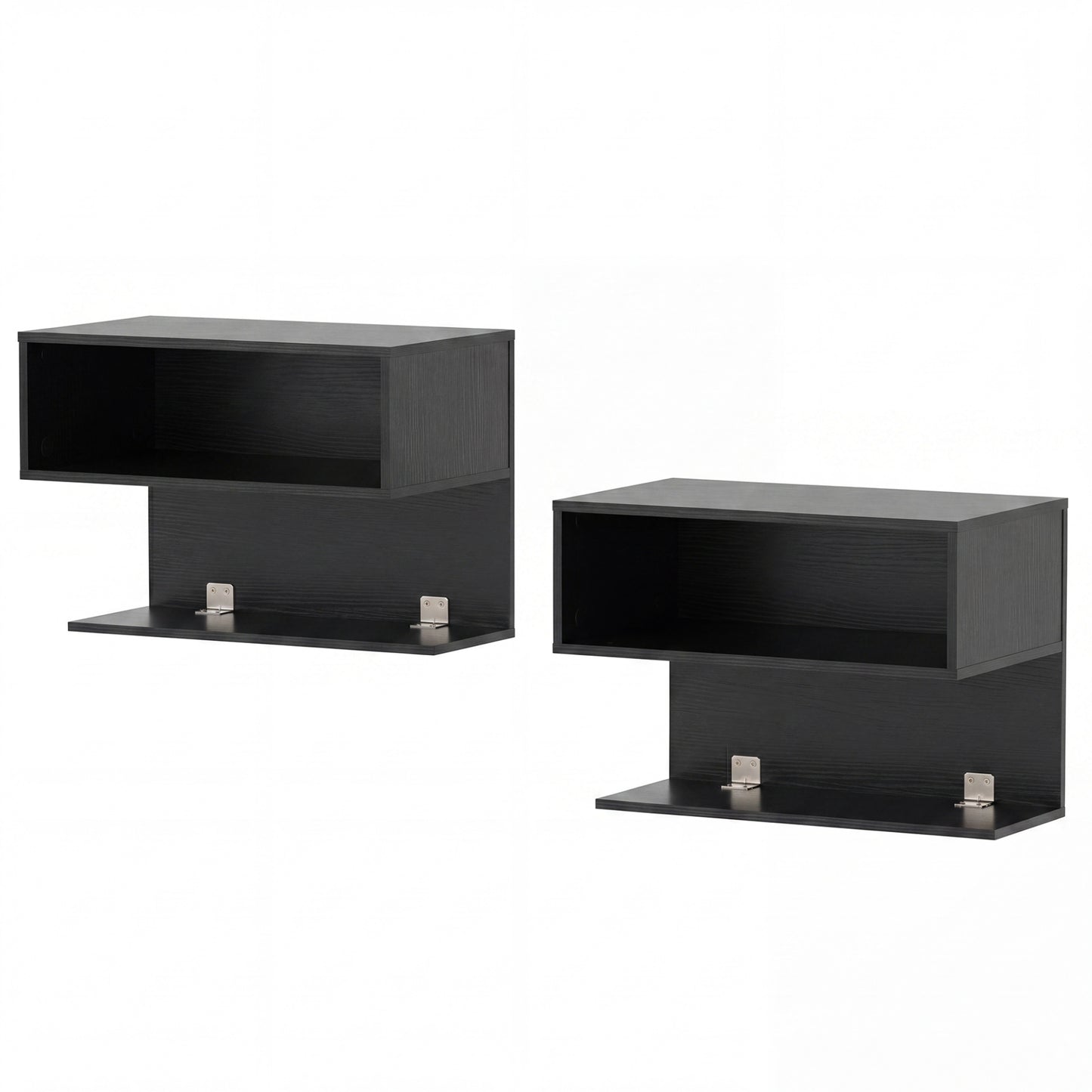 Modern Floating Nightstand with Storage Shelves for Living Room and Bed Room-Black