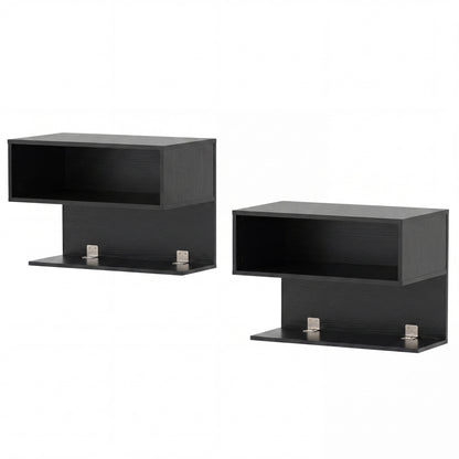 Modern Floating Nightstand with Storage Shelves for Living Room and Bed Room-Black