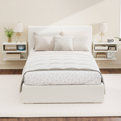 Modern Floating Nightstand with Storage Shelves for Living Room and Bed Room-White