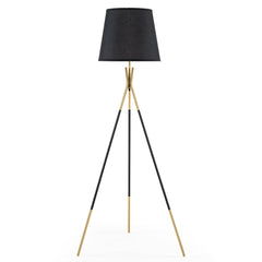Modern Metal Tripod Floor Lamp with Fabric Shade157 cm Tall Standing Lamp-Black