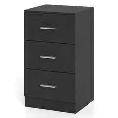 Modern Nightstand End Table with 3 Storage Drawers 2 Anti-tip Kits-Black