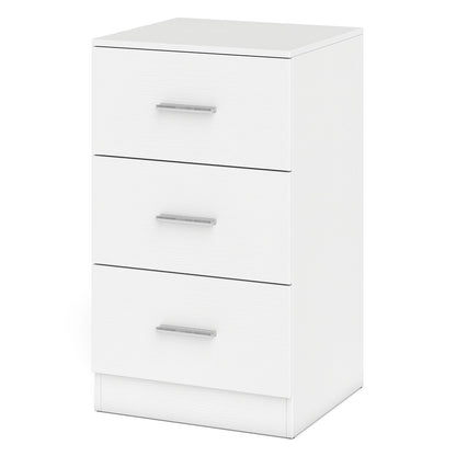 Modern Nightstand End Table with 3 Storage Drawers 2 Anti-tip Kits-White