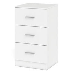 Modern Nightstand End Table with 3 Storage Drawers 2 Anti-tip Kits-White