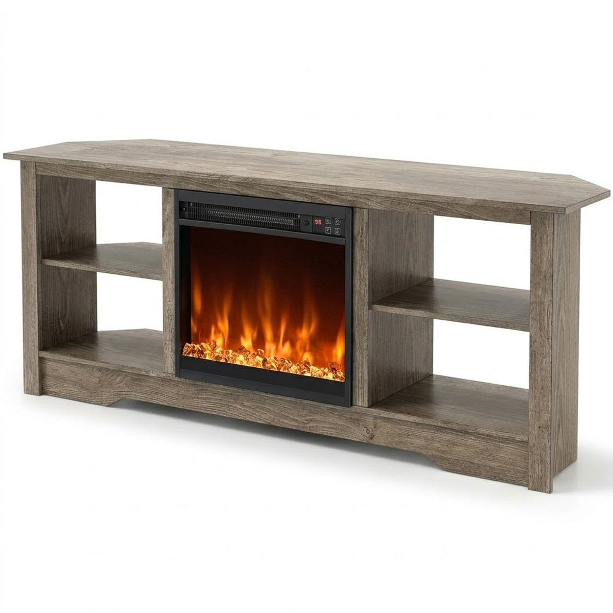 Modern TV Stand and Recessed Electric Fireplace Bundle-Grey