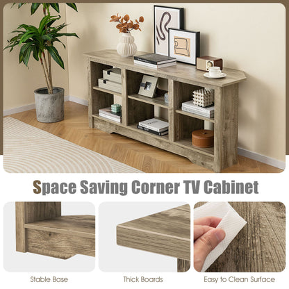 Modern TV Stand and Recessed Electric Fireplace Bundle-Grey