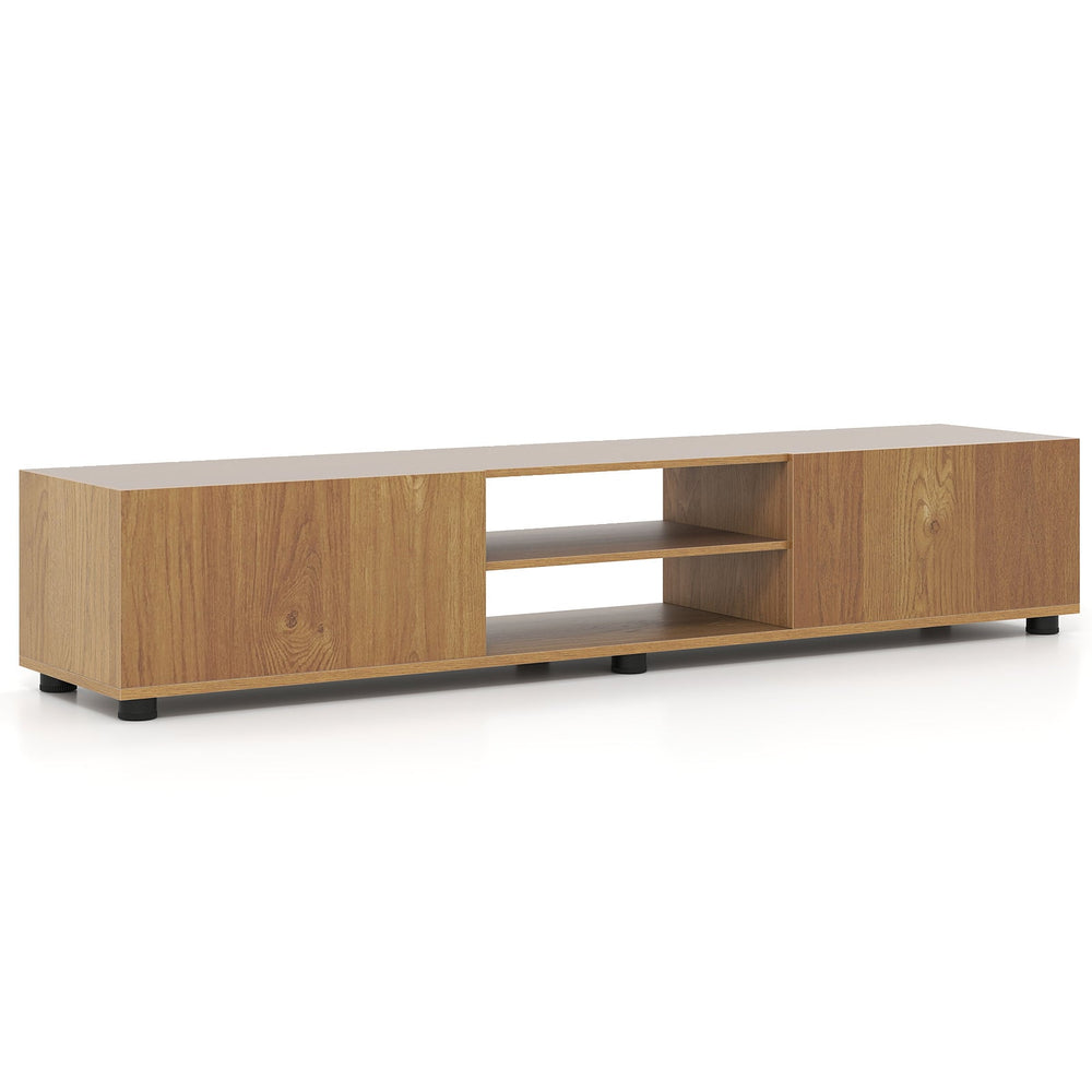 Modern TV Stand for up to 70" TVs with 2 Doors and Open Shelves-Natrual