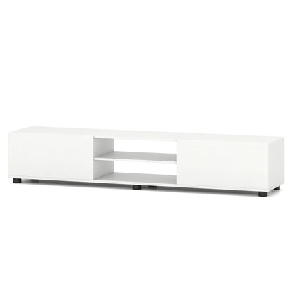 Modern TV Stand for up to 70" TVs with 2 Doors and Open Shelves-White