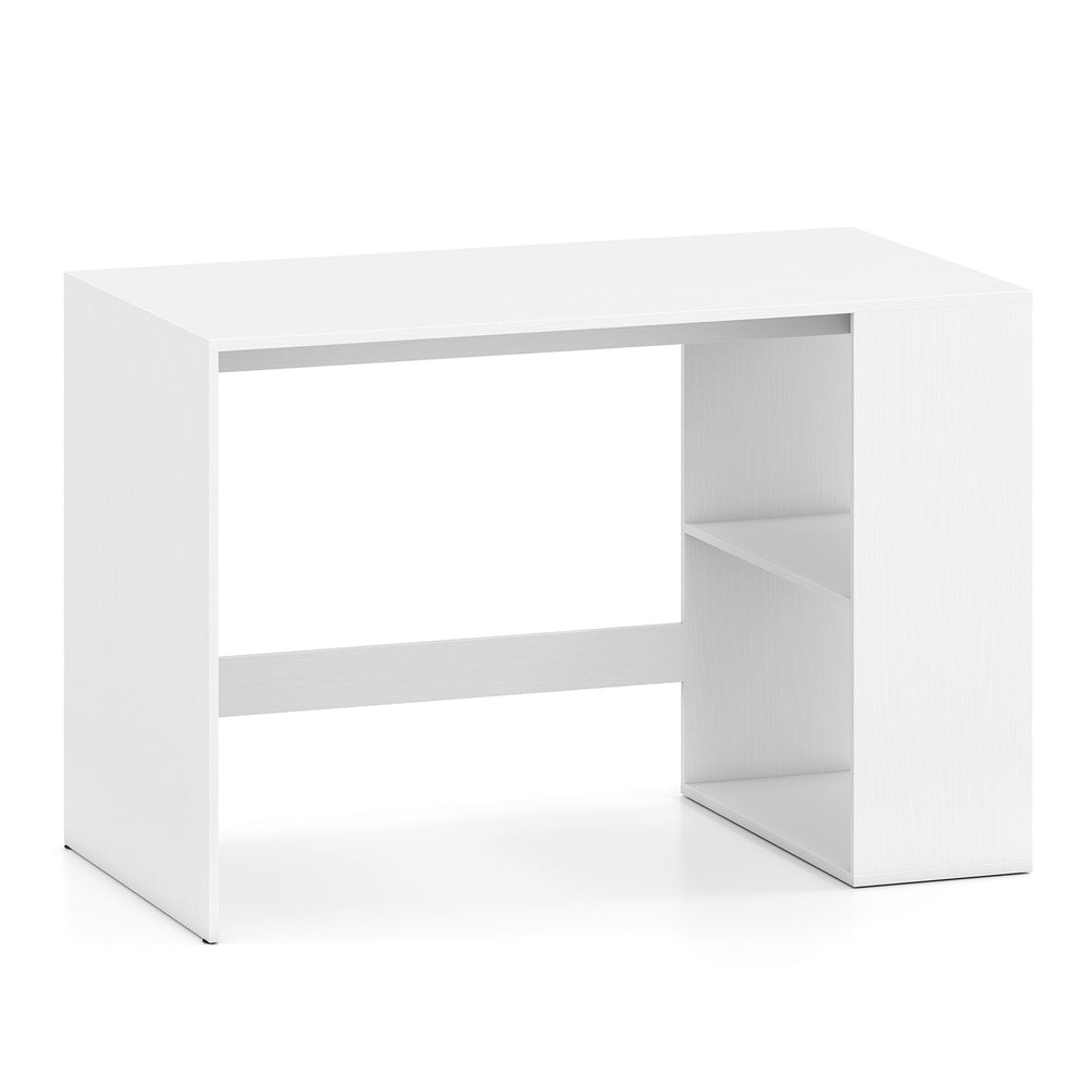 Modern Wooden Office Desk with Storage and 2 Open Shelves-Off White