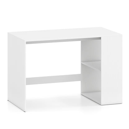 Modern Wooden Office Desk with Storage and 2 Open Shelves-Off White