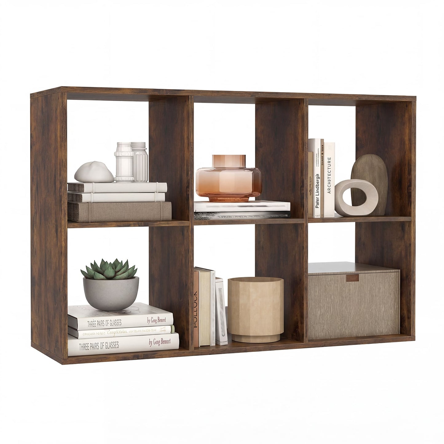 6-Cube Open Bookshelf with Anti-toppling Kit