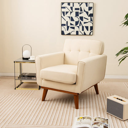 Modern Accent Armchair with Removable Padded Seat Cushion-Beige