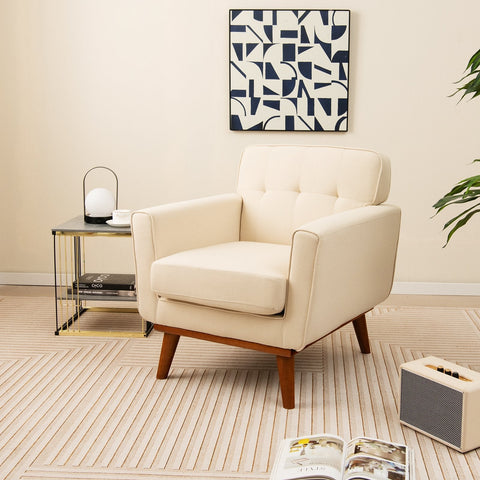 Modern Accent Armchair with Removable Padded Seat Cushion-Beige