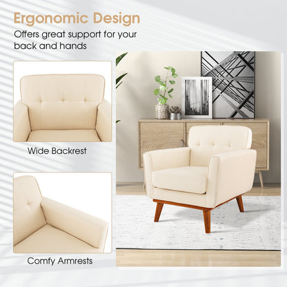 Modern Accent Armchair with Removable Padded Seat Cushion-Beige