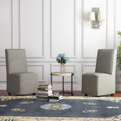 Modern Upholstered Armless Accent Chair with Resistance Casters-Grey