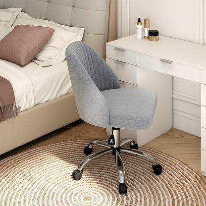Modern Armless Office Chair with Curved Backrest and Upholstered Seat-Grey
