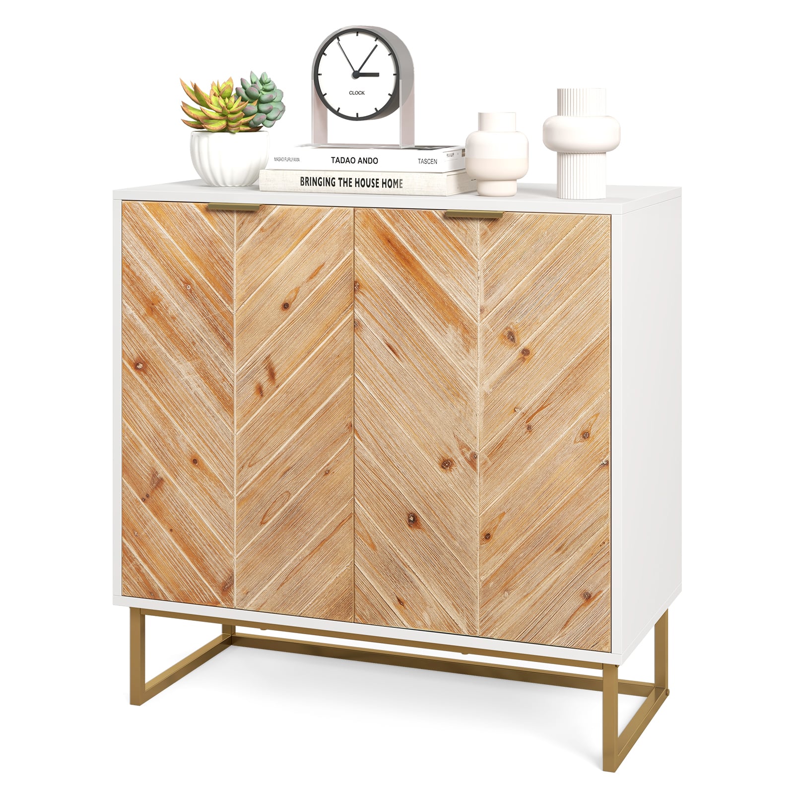 Modern Buffet Sideboard Cabinet Console Tablr with Storage-White