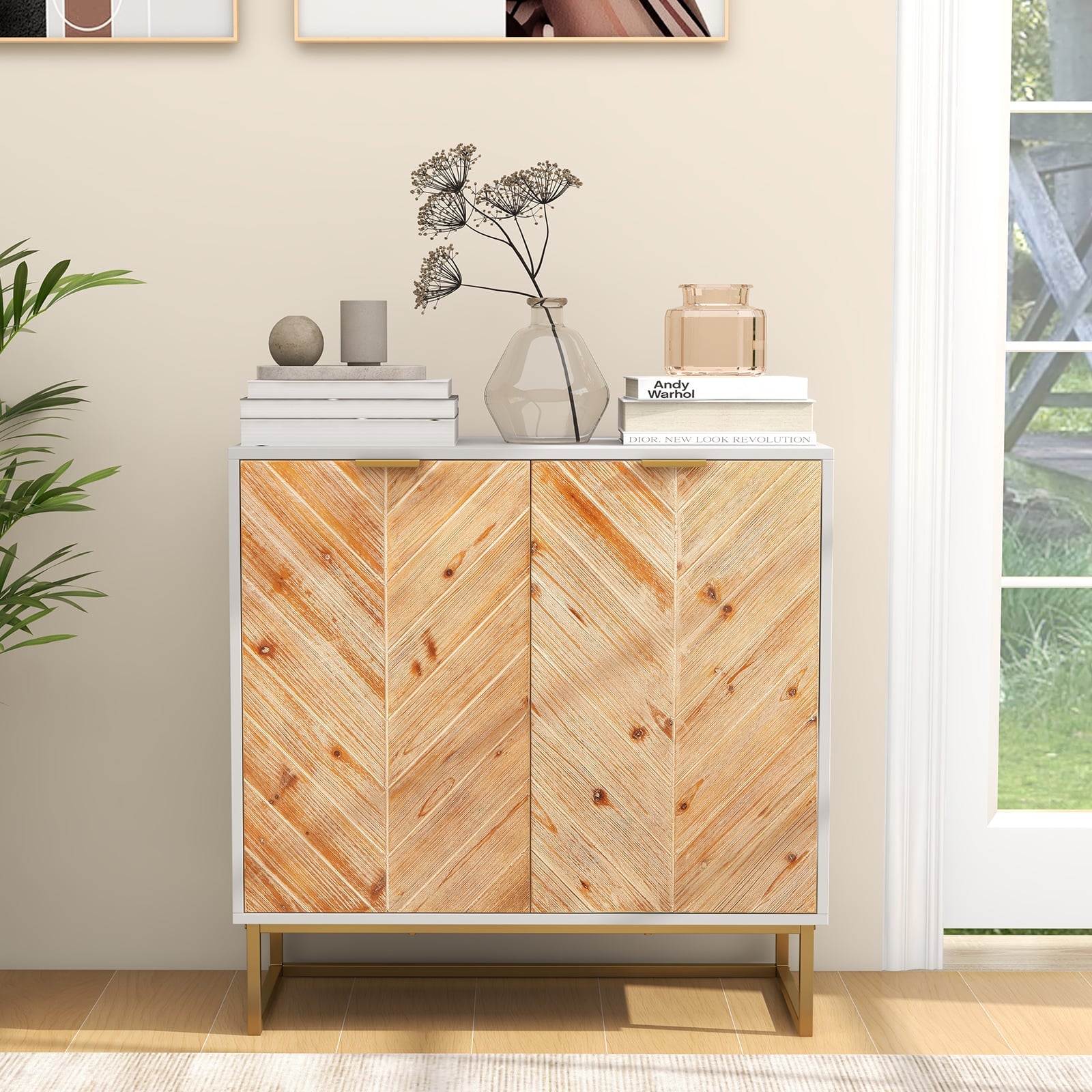 Modern Buffet Sideboard Cabinet Console Tablr with Storage-White