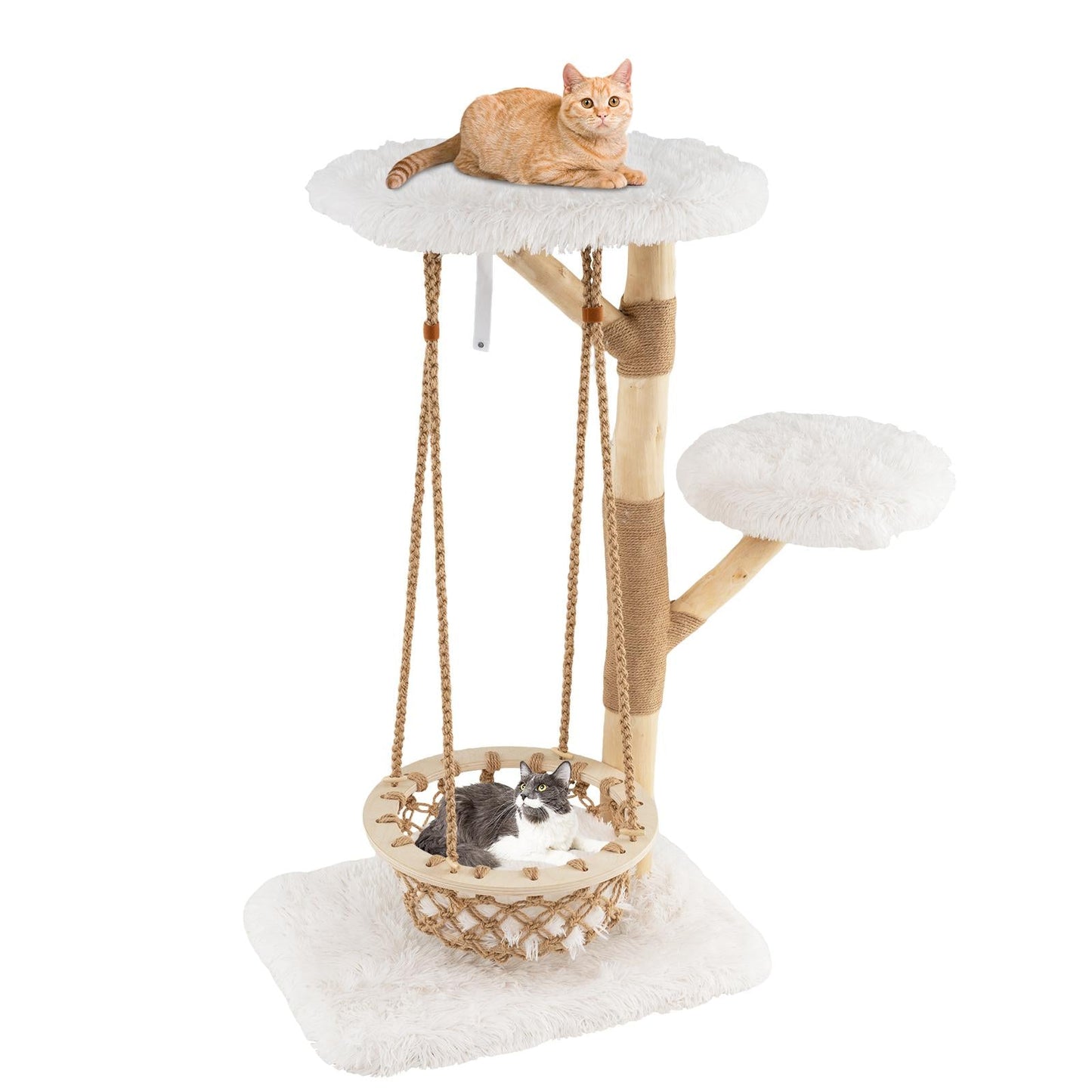 Modern Cat Tree for Indoor Adult Cats Large Kitten Tower-White