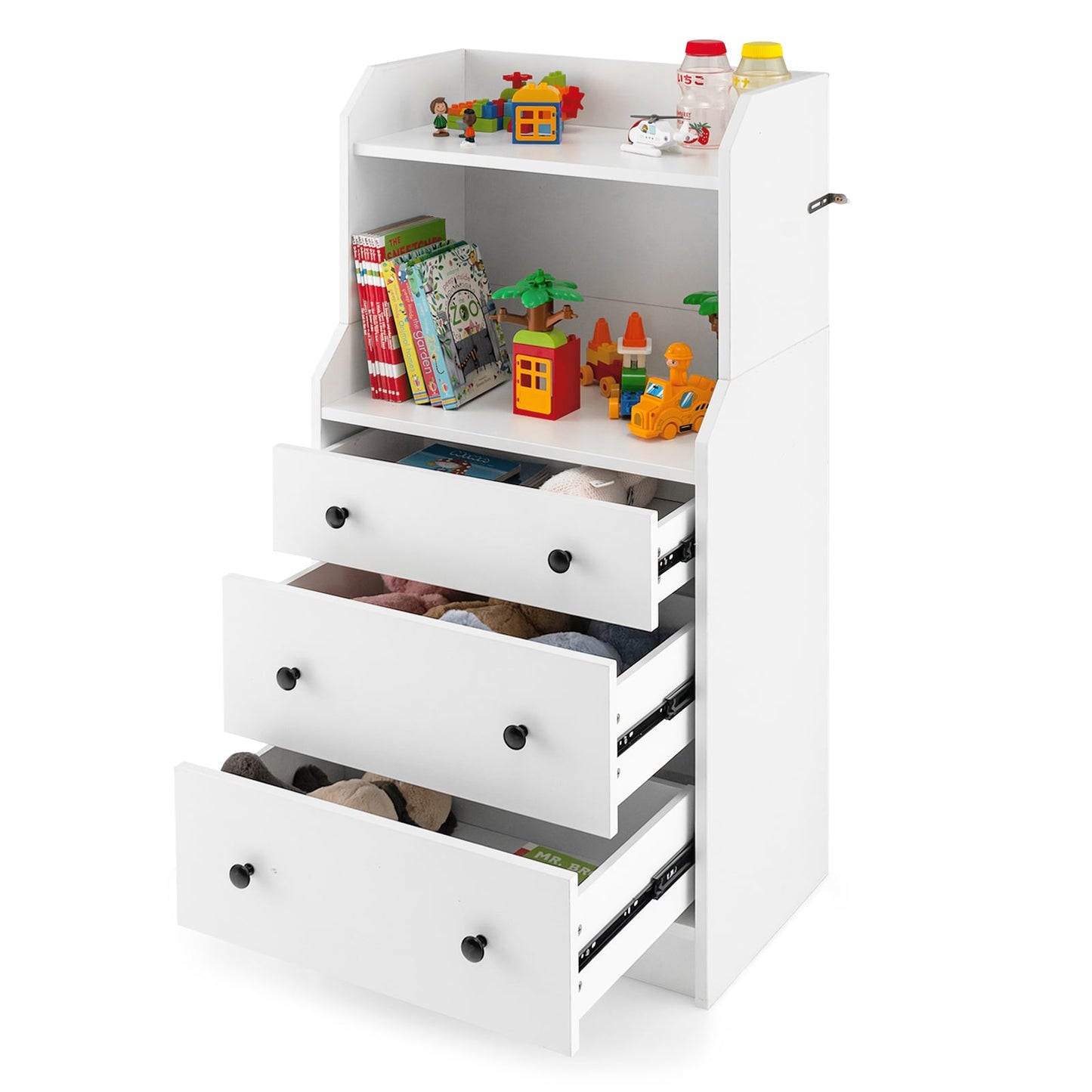 Modern Chest of Drawers Dresser with Shelves-White