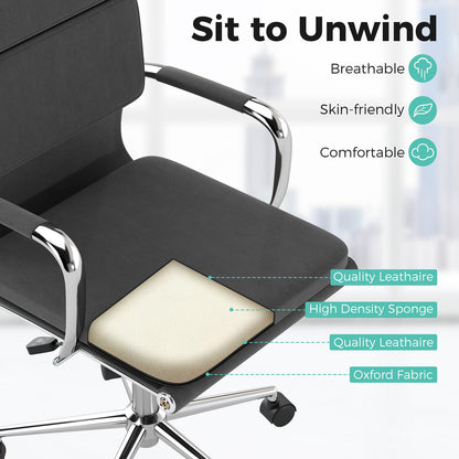 Modern Leatharire Conference Chair with Rocking Backrest-Grey