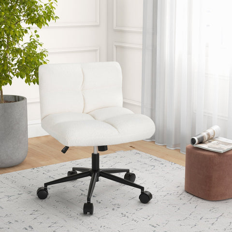 Modern Cross Legged Swivel Task Chair with Wheels-Beige