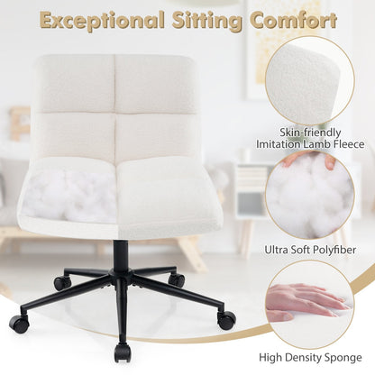 Modern Cross Legged Swivel Task Chair with Wheels-Beige