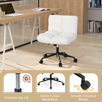 Modern Cross Legged Swivel Task Chair with Wheels-Beige