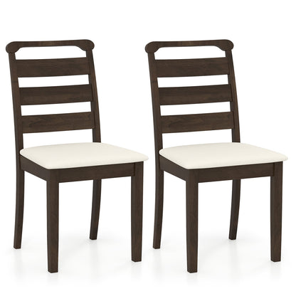 Modern Dining Chair Set of 2 Upholstered Farmhouse Chairs with Rubber Wood Frame-Walnut