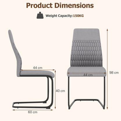 Modern Dining Chair Set of 4 Upholstered Accent Chair-Grey