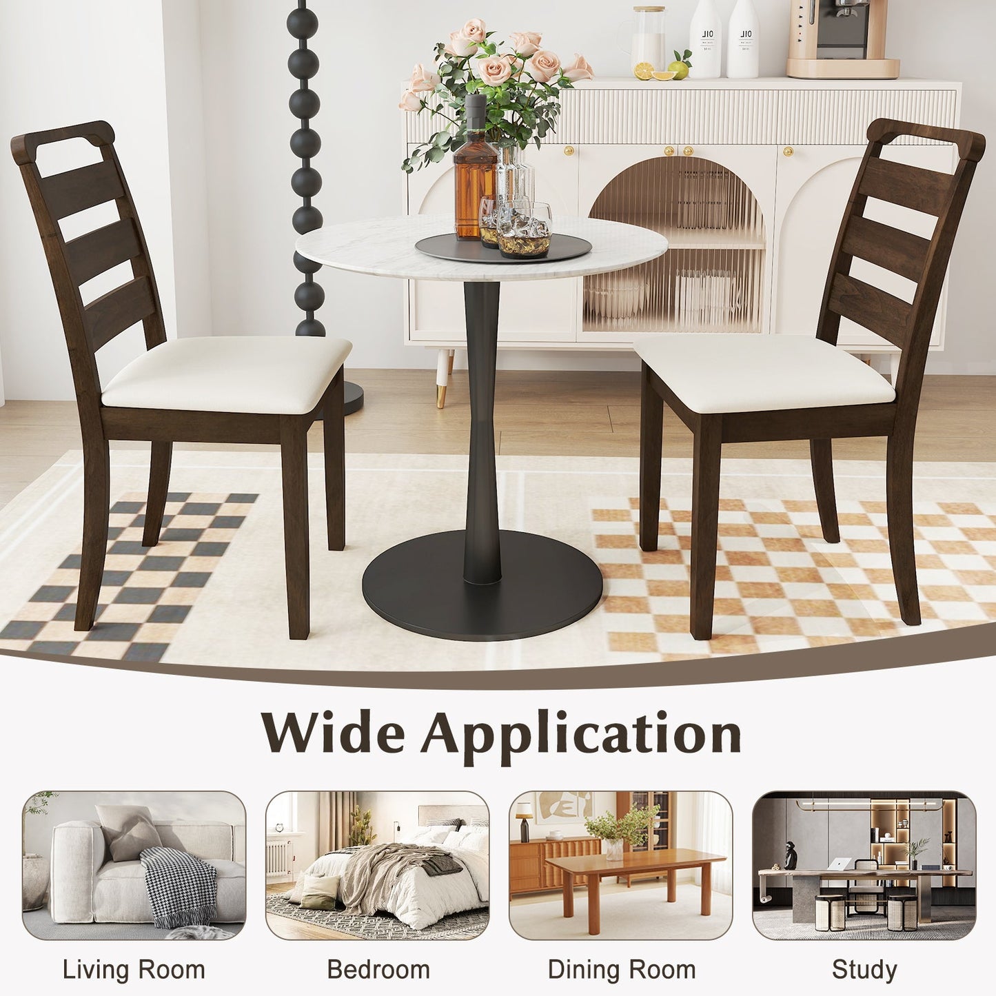 Modern Dining Chair Set of 4 Upholstered Farmhouse Chairs with Rubber Wood Frame