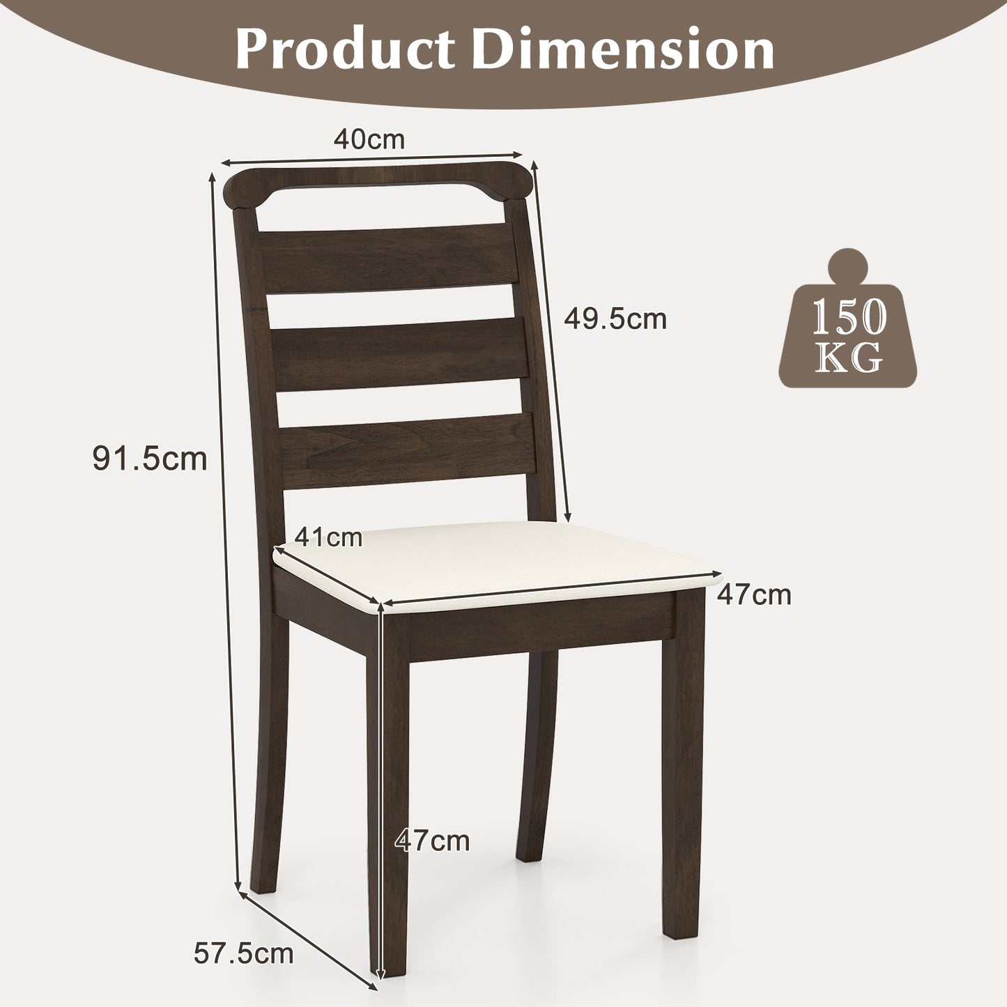 Modern Dining Chair Set of 4 Upholstered Farmhouse Chairs with Rubber Wood Frame