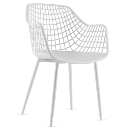 Modern Dining Chair Set of 4 with Airy Hollow Backrest-White