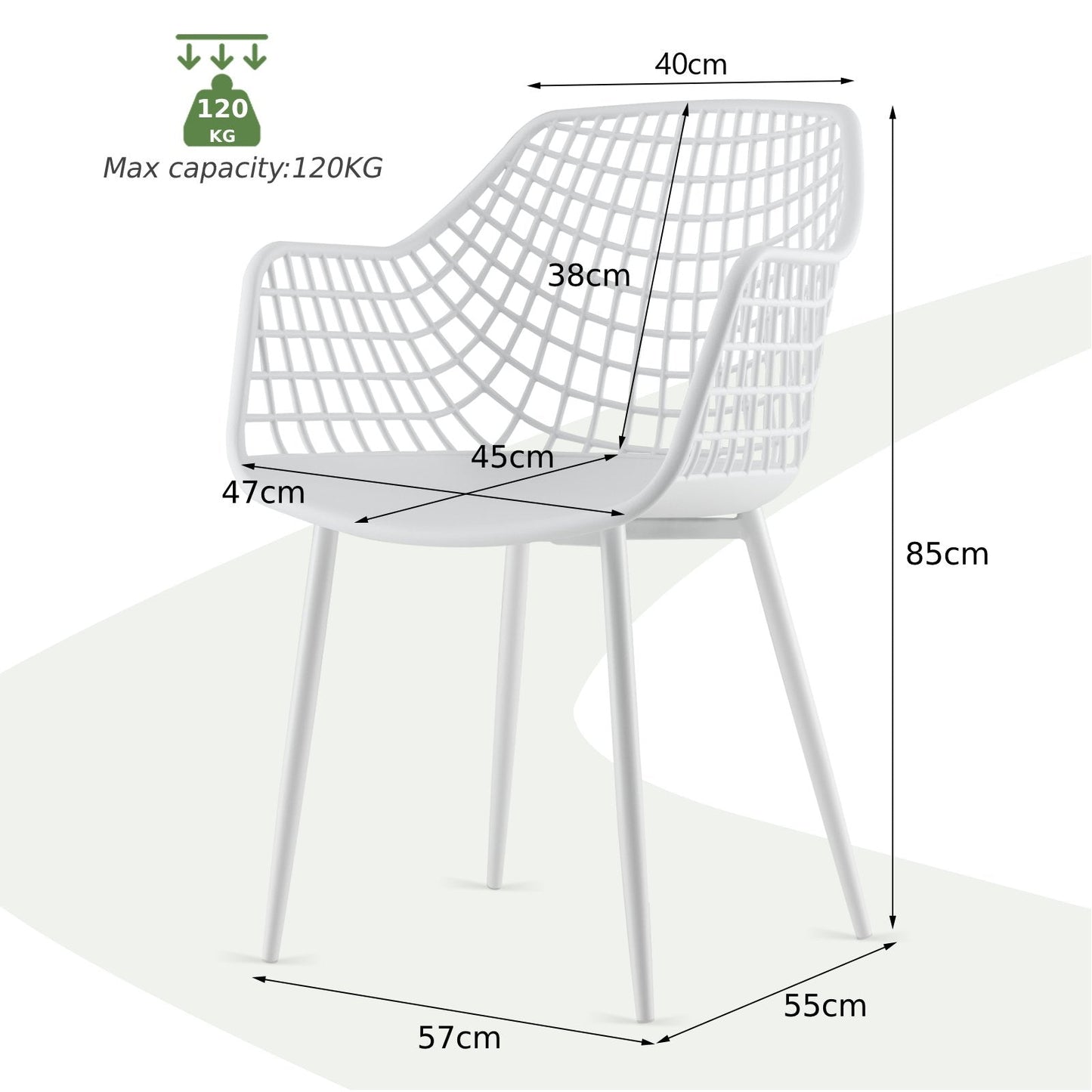 Modern Dining Chair Set of 4 with Airy Hollow Backrest-White