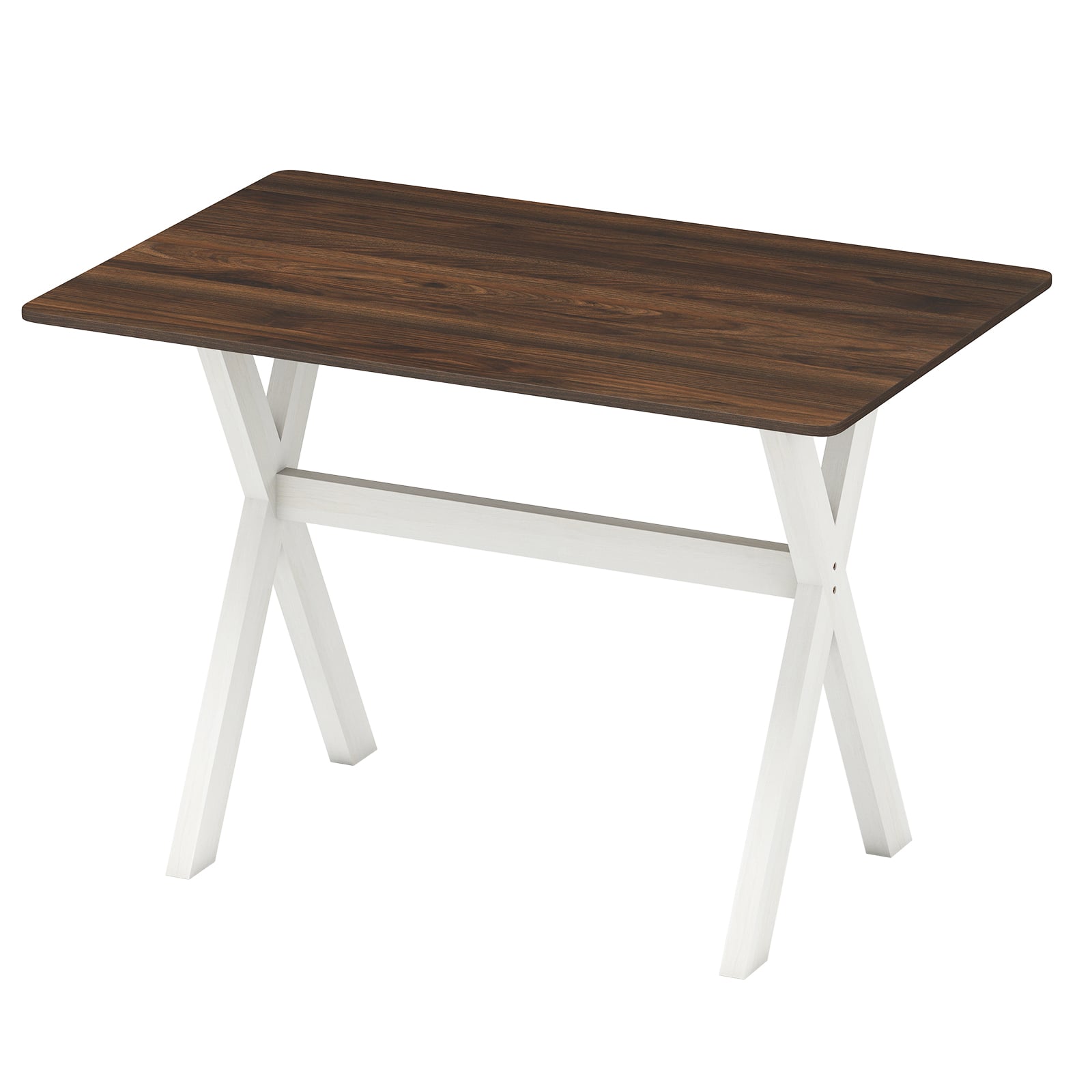 Modern Dining Table Wooden Kitchen Table with X-shaped Frame and with Wood Grain Texture Tabletop-Brown