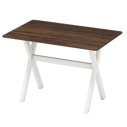 Modern Dining Table Wooden Kitchen Table with X-shaped Frame and with Wood Grain Texture Tabletop-Brown