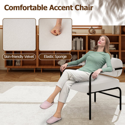 Modern Leisure Chair Velvet Upholstered Accent Chair-White