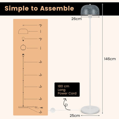 Modern Pole Floor Lamp with Lampshade and Foot Switch