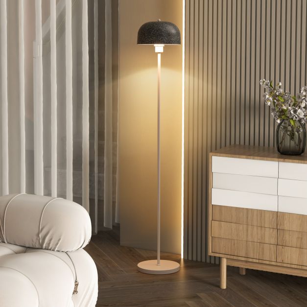 Modern Pole Floor Lamp with Lampshade and Foot Switch