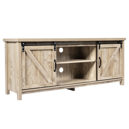 Modern TV Cabinet for 60-Inch TV Wooden Media Storage Shelves-Grey